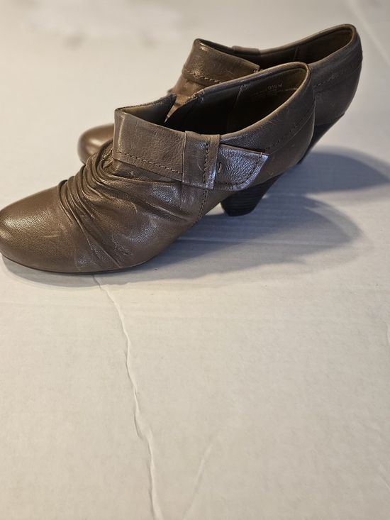 Pure Sole Shoes - Pure Sole Women’s Brown Ruched Leather Ankle Heels